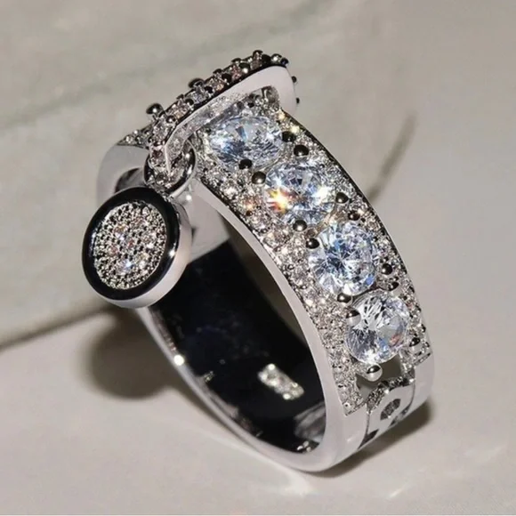 “”Only One Left!!!NEW SILVER COLOR DROP STONE RING - Picture 7 of 7